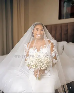 Premium White 3d Floral Mermaid Wedding Dress