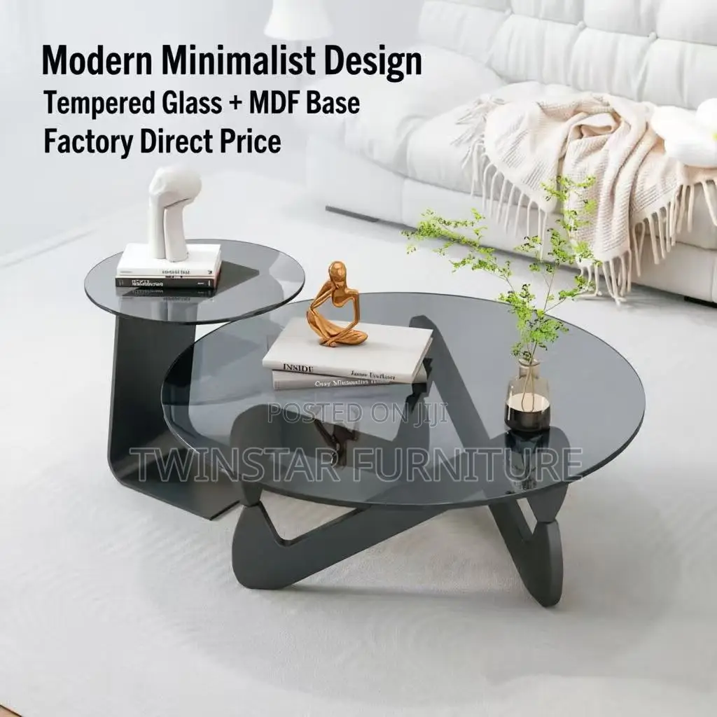 New Modern Glass Top Centre Table With Side Stool.