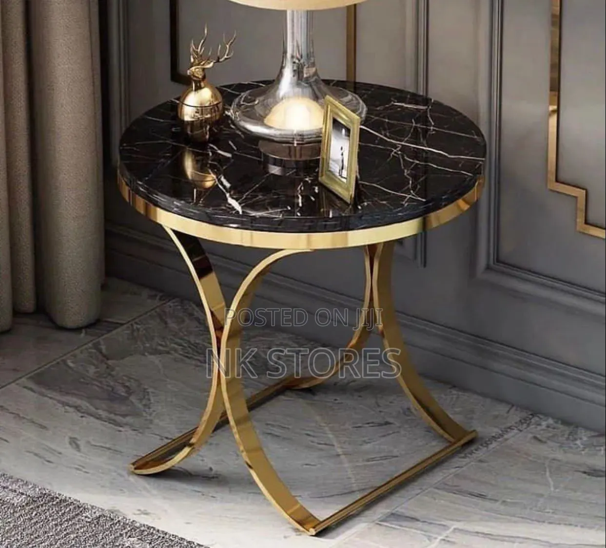 Luxury Black Marble Side Table Set