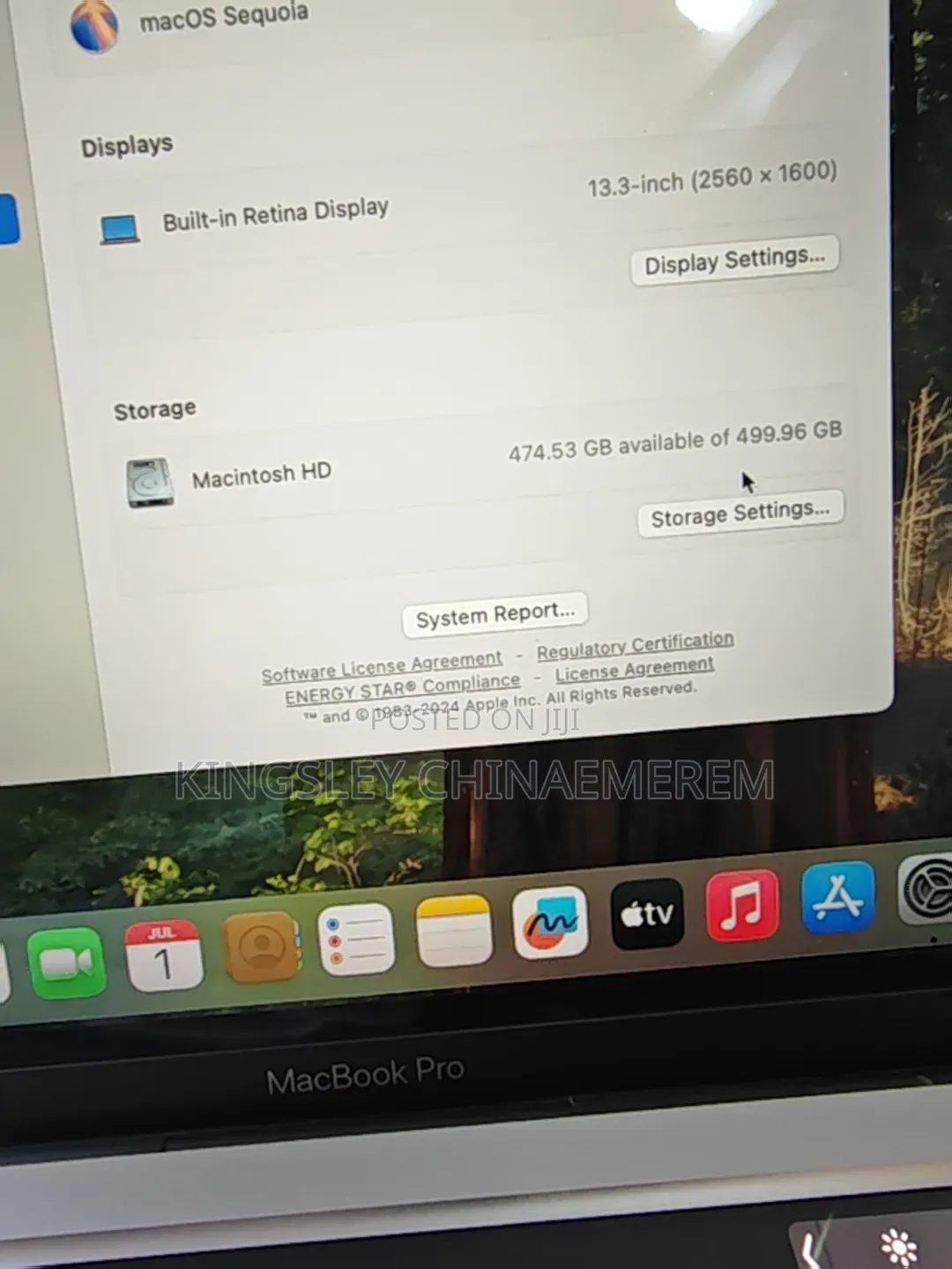 Laptop Apple MacBook Pro 2020 8GB Intel Core i7 SSD 512GB