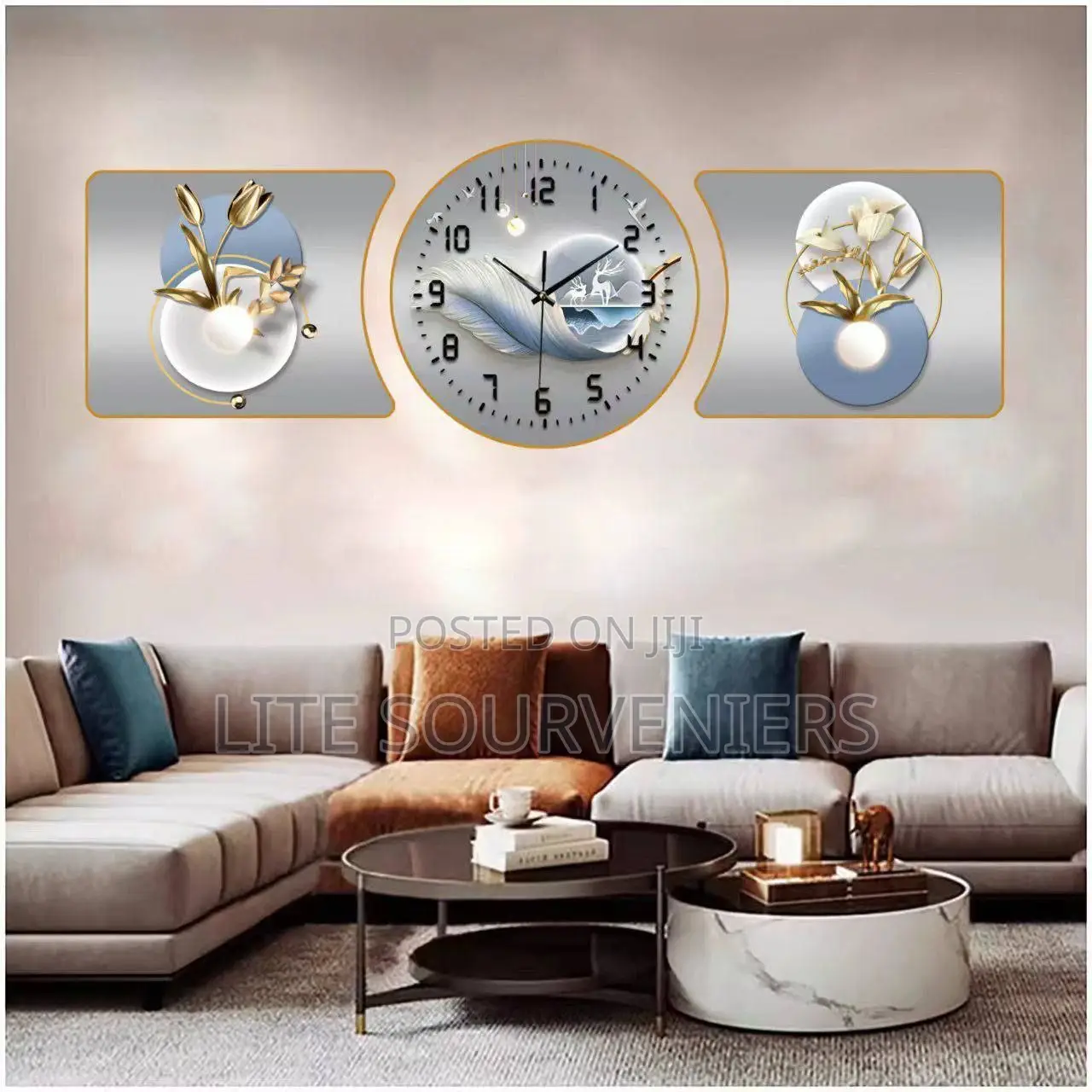 3in1 Wall Clock With Decor