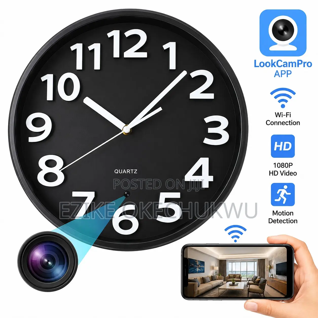 Smart Wifi Wall Clock Camera