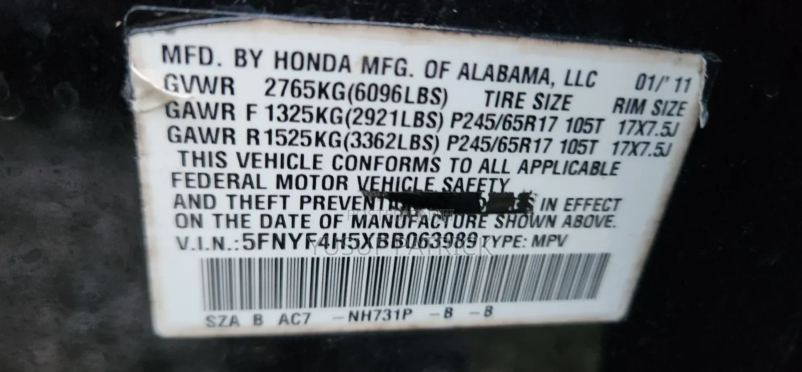 Honda Pilot 2011 Black