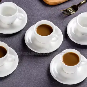 Pure White Ceramic Tea Cups And Saucer Set,Simple Creativ