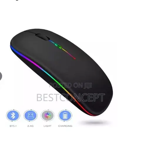 W10 Wireless and Bluetooth Rechargeable Mouse With Led Light