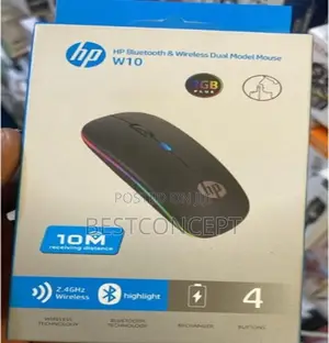 W10 Wireless and Bluetooth Rechargeable Mouse With Led Light
