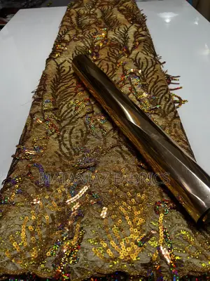 : Luxury Sequin Lace Fabric | Premium Asoebi Material 