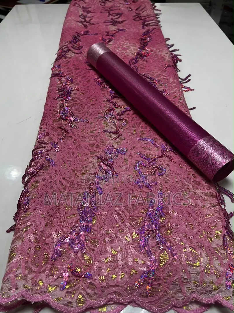 : Luxury Sequin Lace Fabric | Premium Asoebi Material 
