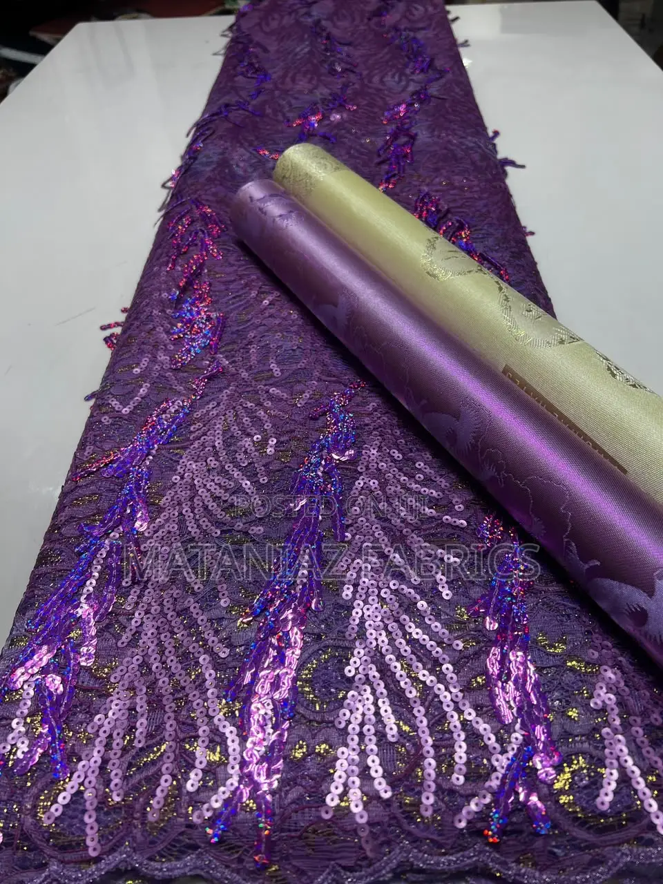 : Luxury Sequin Lace Fabric | Premium Asoebi Material 