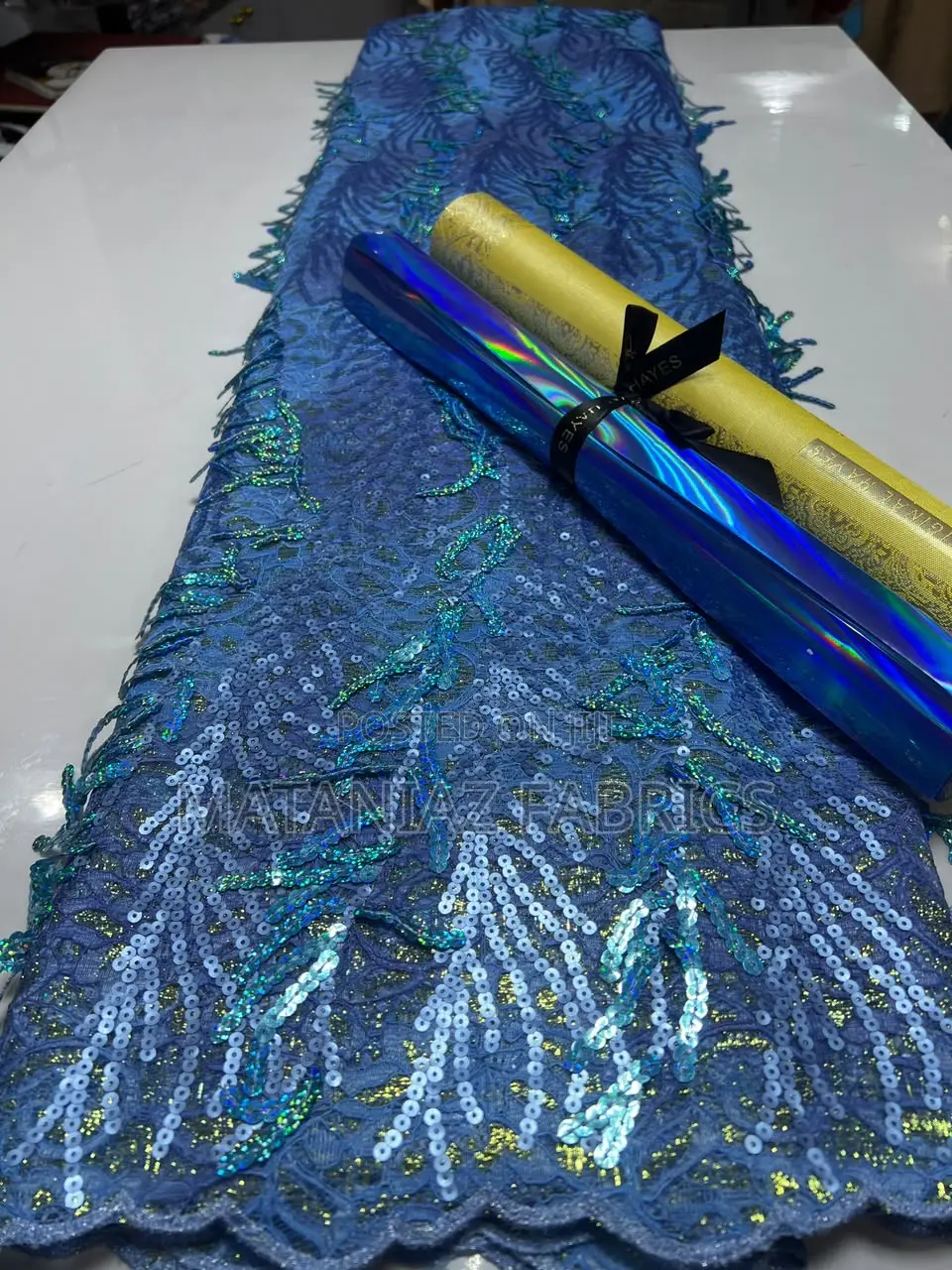: Luxury Sequin Lace Fabric | Premium Asoebi Material 