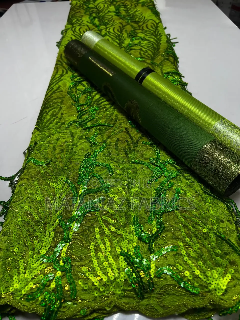 : Luxury Sequin Lace Fabric | Premium Asoebi Material 