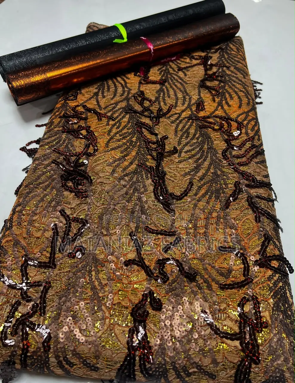 : Luxury Sequin Lace Fabric | Premium Asoebi Material 