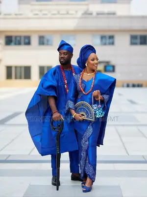 Luxury Electric Blue Scalloped Beaded Bridal Set