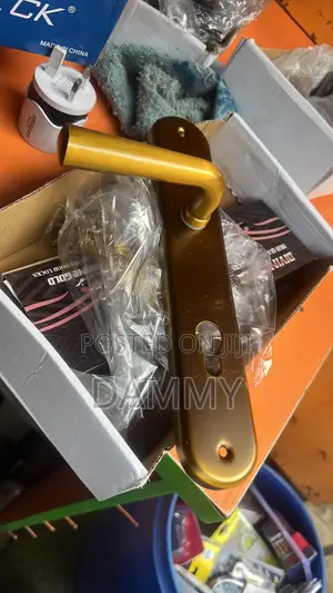 Gold-Colored Door Lock Handle Set