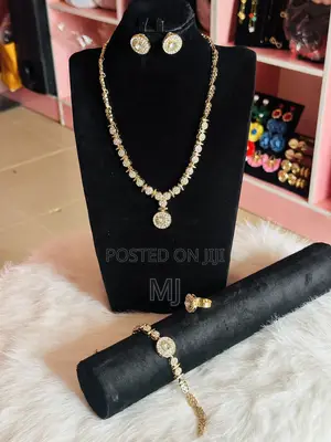 Luxury Female Stainless Steel Necklace, Bracelet Earrings Set
