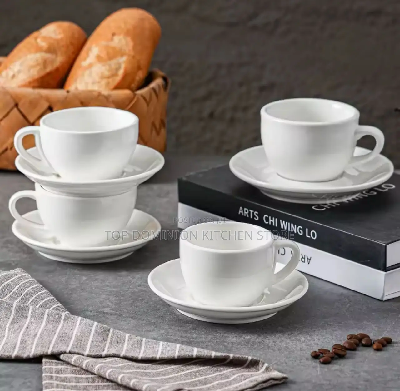 Pure White Ceramic Tea Cups And Saucer Set,Simple Creativ