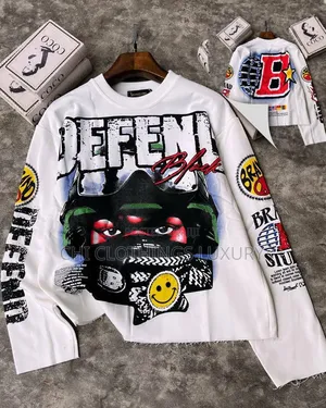 Men’S Graphic Streetwear Sweatshirt – Royal Blue, White, Brown