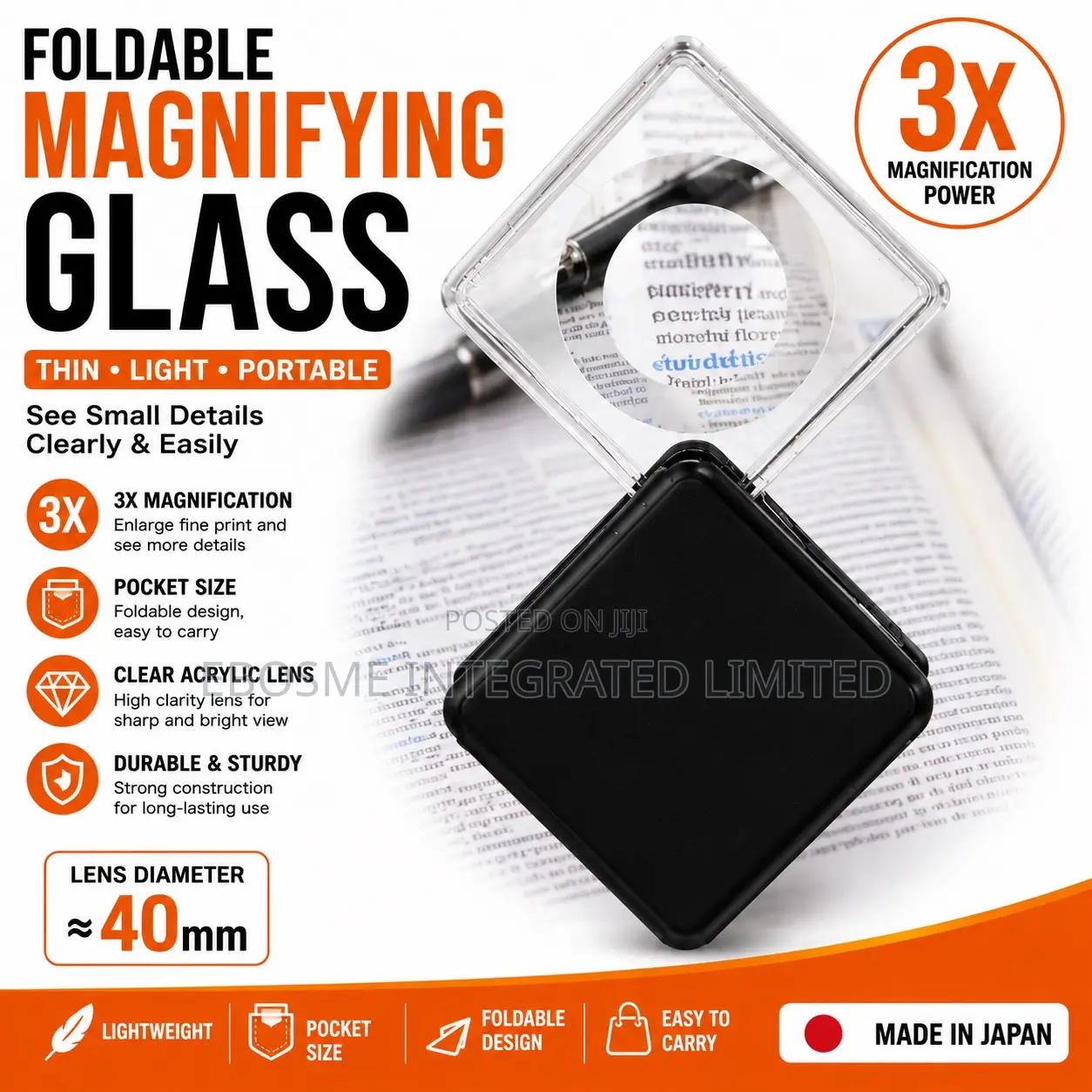 Foldable Pocket Magnifying Glass 3x (40mm)