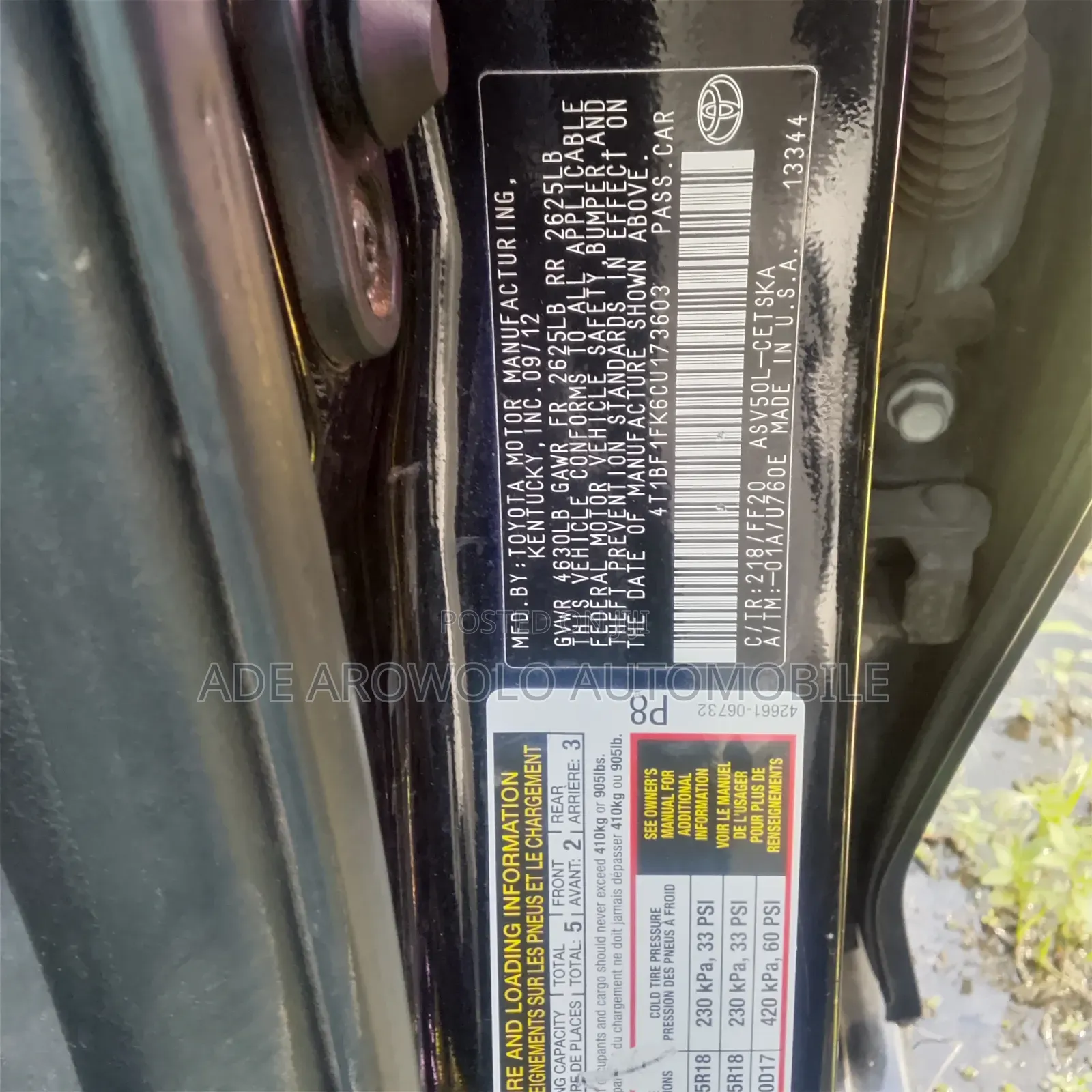 Toyota Camry 2012 Black