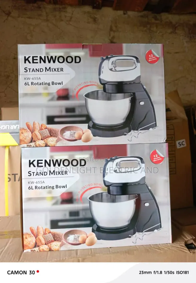Kenwood Stand Mixer (Model Kw-655a) Featuring a 6-Liter Capacity.