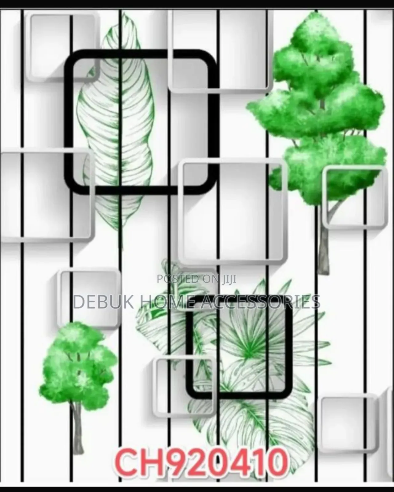 White and Green 3d Floral Wallpaper
