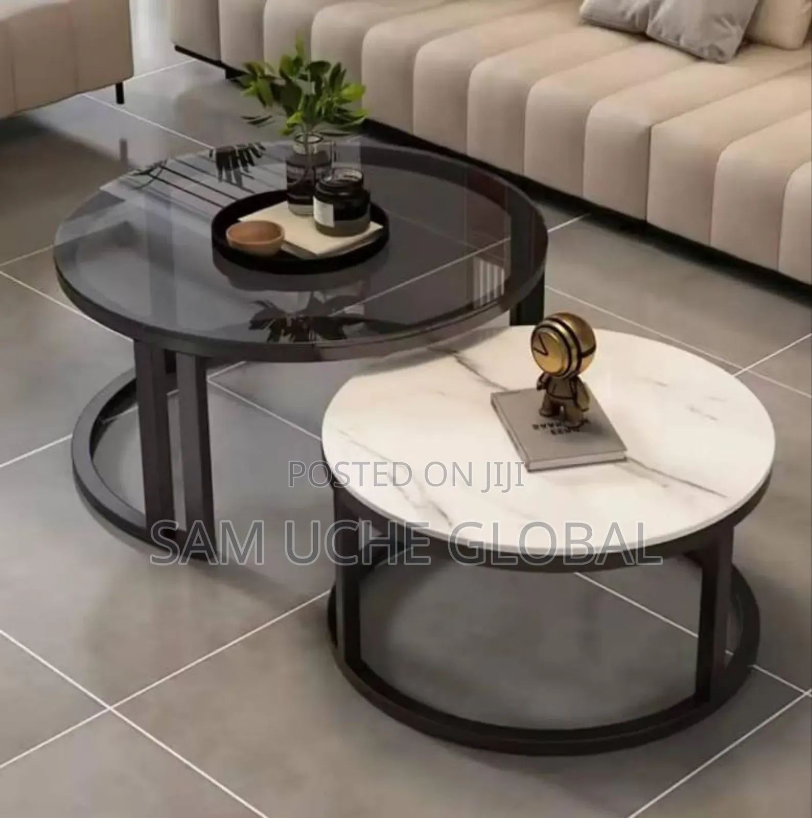 Centre Table 2in1 Glass Marble