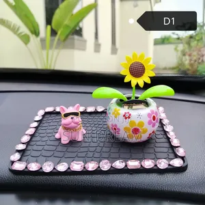 Car Decoration Solar Moving Flowers Pot Women Gift