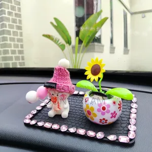 Car Ornaments Sunflower Decoration Solar Energy Moving Flowers Gift