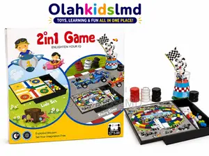 2-in-1 Ludo Racing Board Game for Kids and Family (2–4 Players)