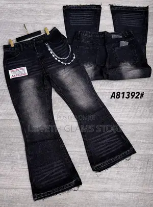 Black Flared Jeans With Chain - Double You A81392# - Abraka