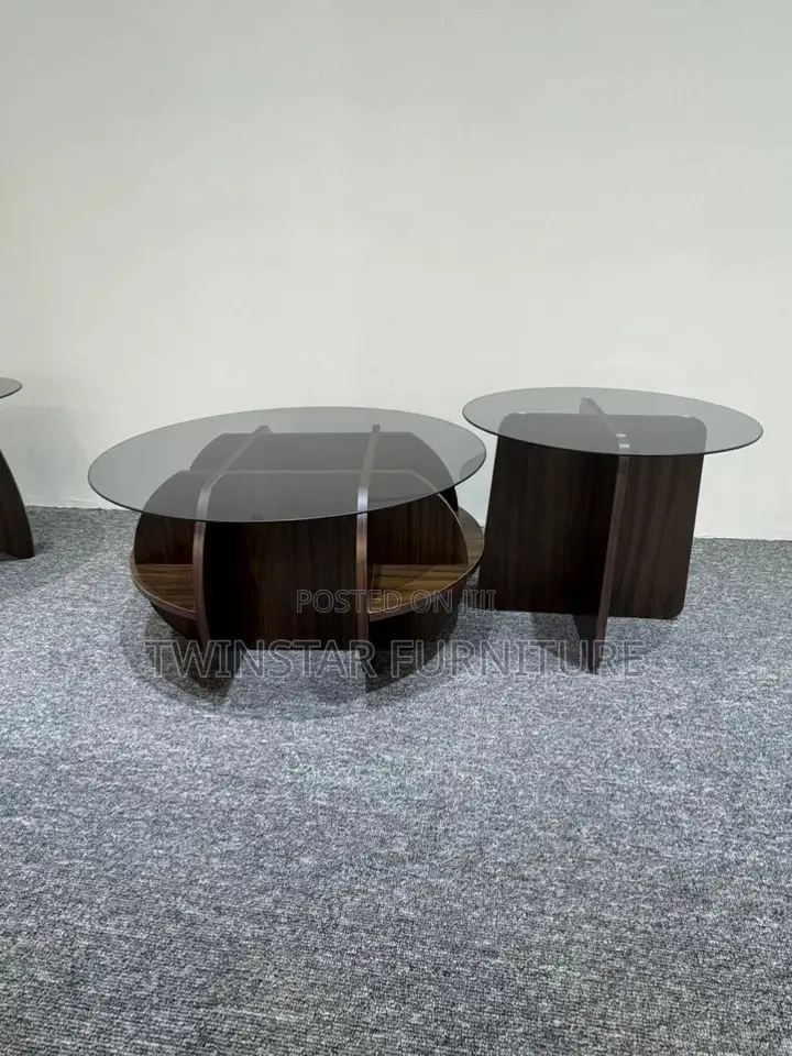 New Modern Glass Top Centre Table With Side Stool