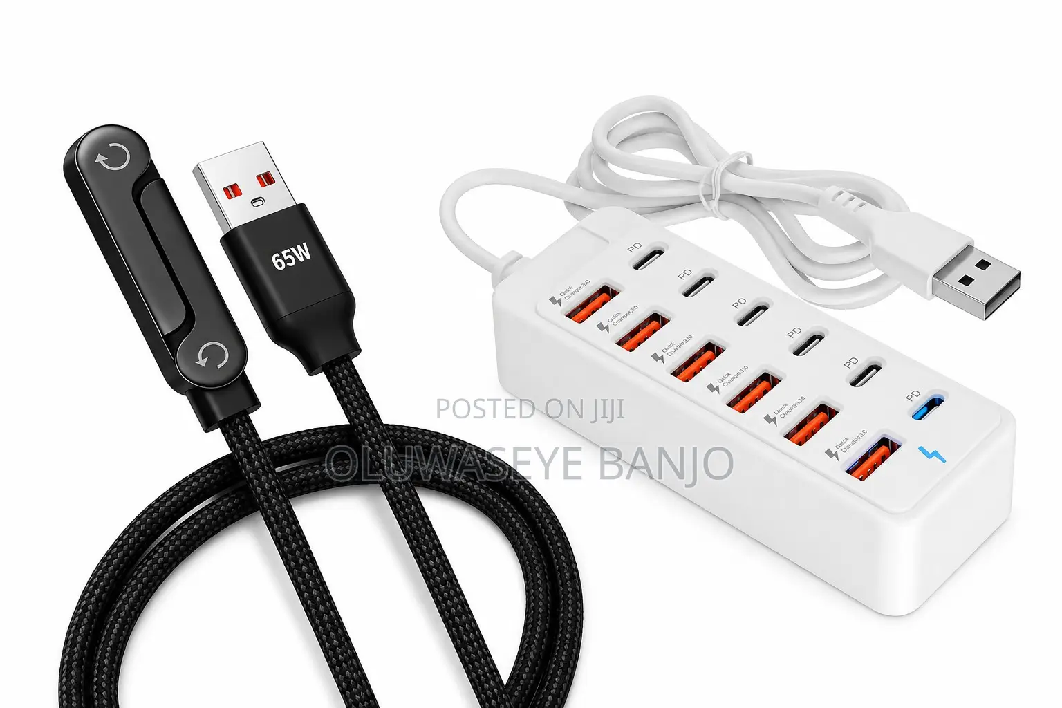 66w 6-Type 6-Usb 12-Plug Power Socket Adapter + Usb - Type C Cable