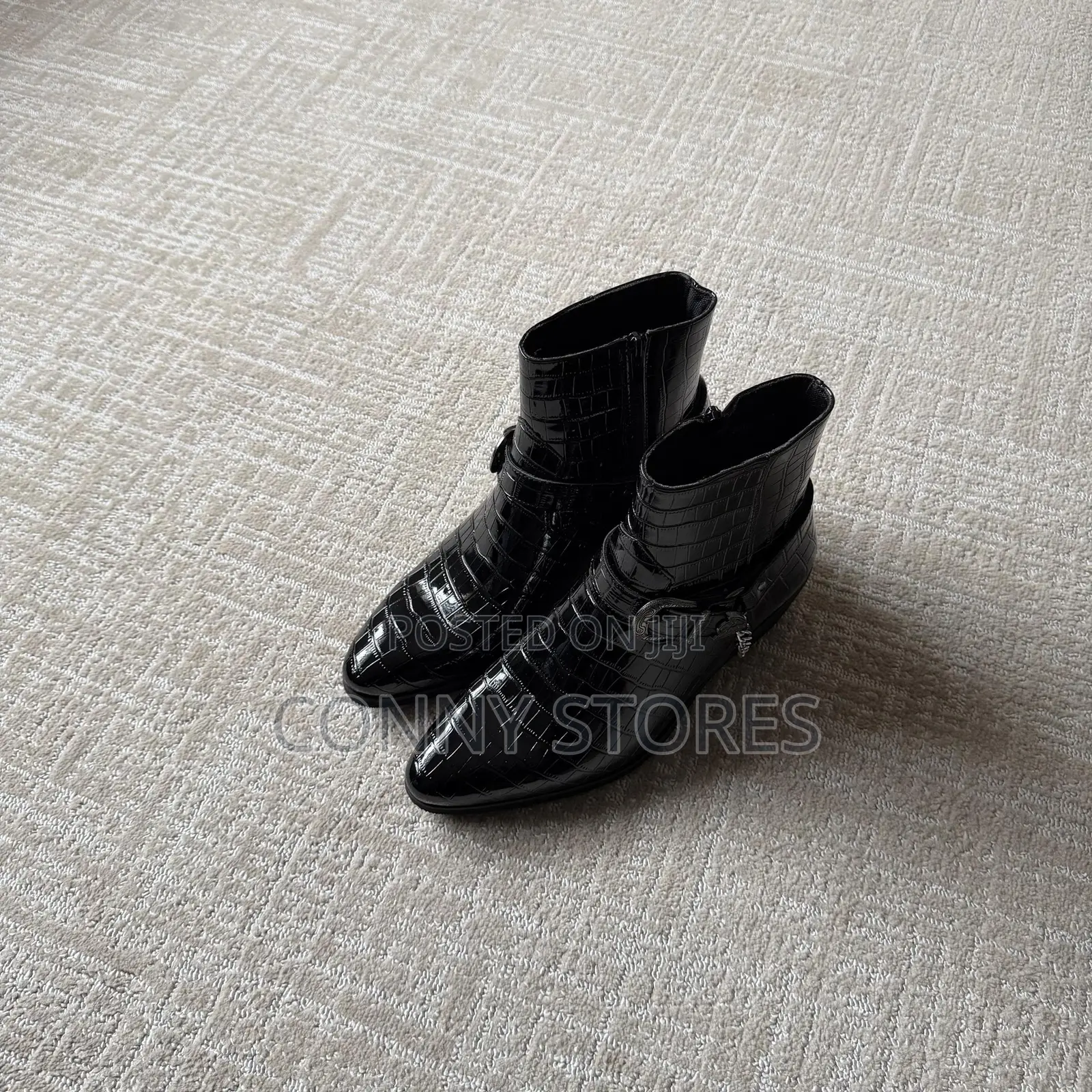 The Crocodile Python Heeled Ankle Boot in Black