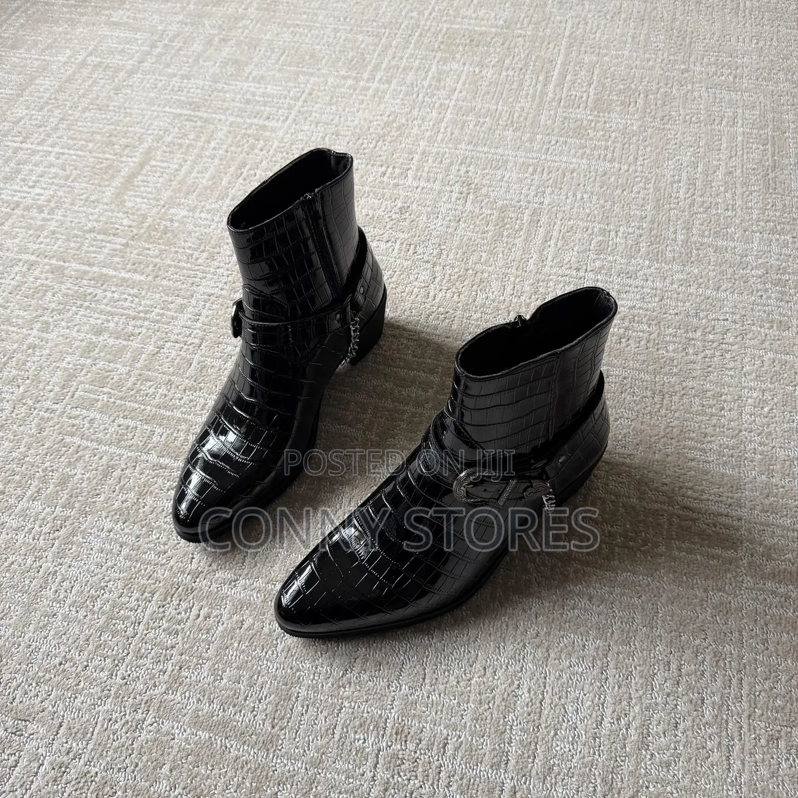 The Crocodile Python Heeled Ankle Boot in Black