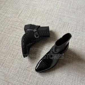 The Crocodile Python Heeled Ankle Boot in Black