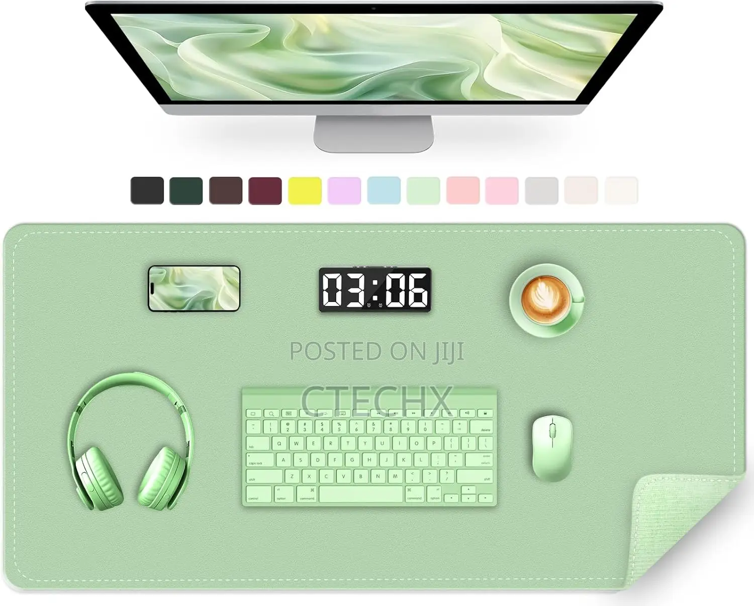 Large Desk Mat 120x 43 Cm, Pu Leather Suede Desk Pad Protector,