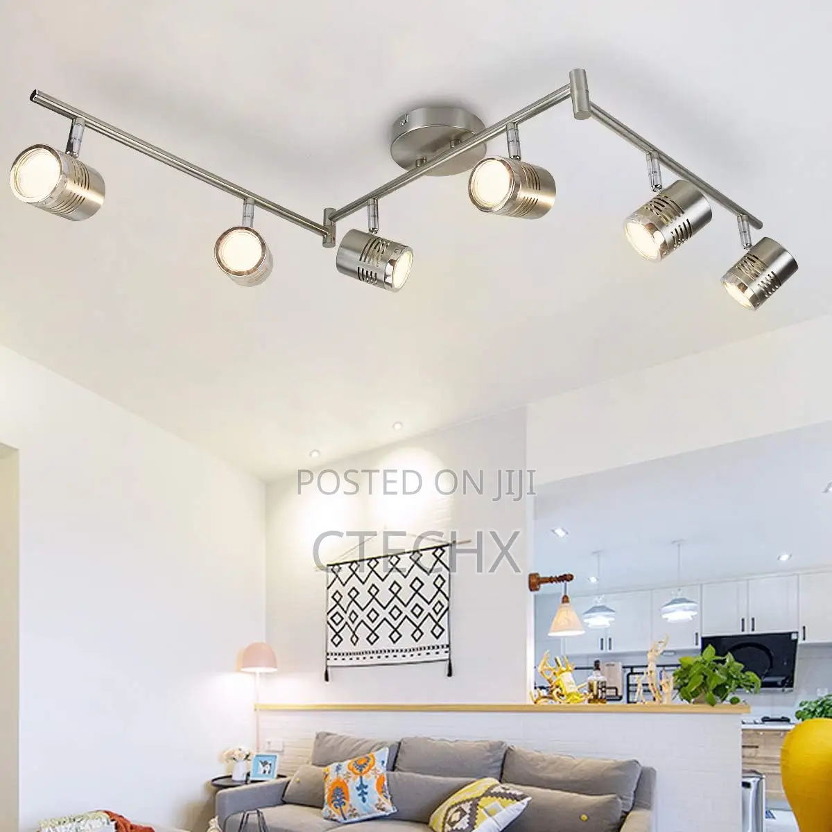 Led Ceiling Light Rotatable, 6 Way Lights White Chrome Modern Fittings