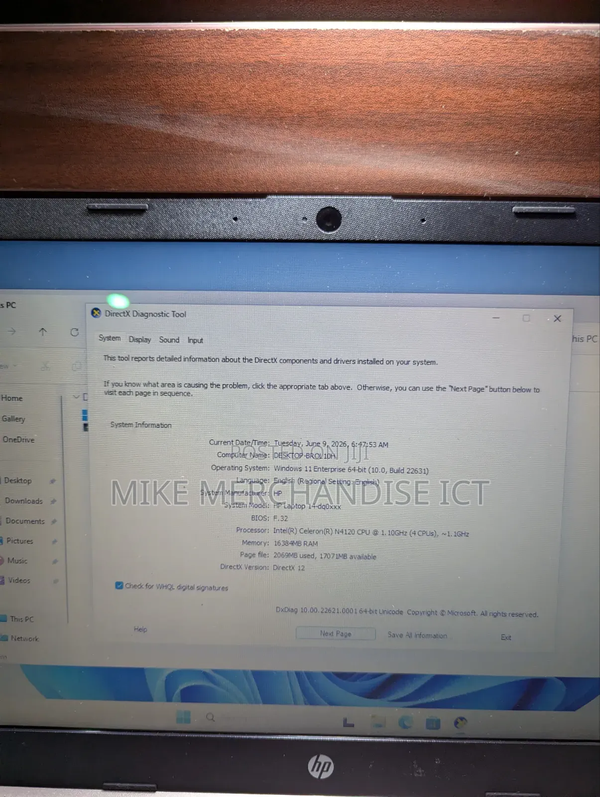 Laptop HP 14-dq2031tg 16GB Intel Celeron SSD 60GB