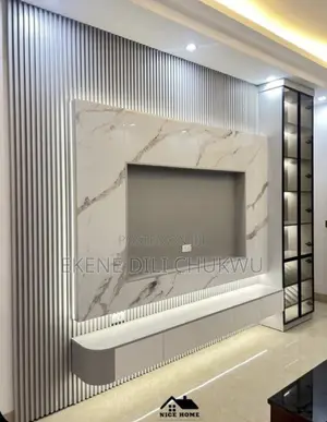 Luxury Modern Tv Console Feature Wall With Led Lighting