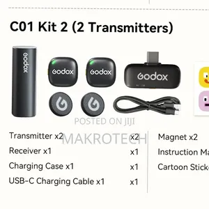 Godox C01 Kit2 Wireless Lavalier Microphone for Usb C, Intelligent