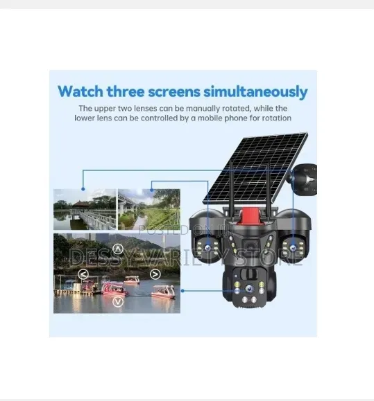 3 Lens 4g Solar CCTV Camera – Wireless Outdoor PTZ Security Camera
