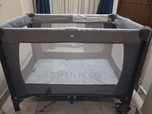 Baby Cot Play Pen Plain Grey for Newborn to Toddler