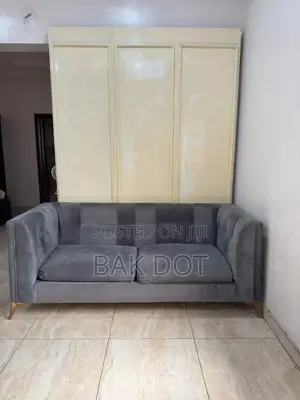 Gray Velvet Sofa With Gold Legs