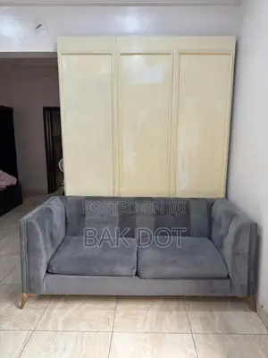 Gray Velvet Sofa With Gold Legs