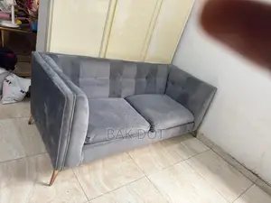 Gray Velvet Sofa With Gold Legs