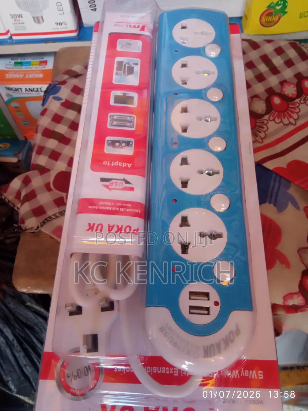 5 Way Extension With 2 Usb Port