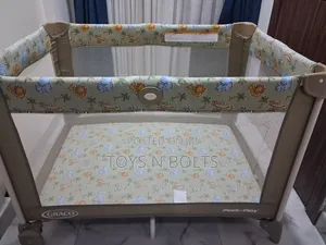 Baby Cot Play Pen Green Background With Design