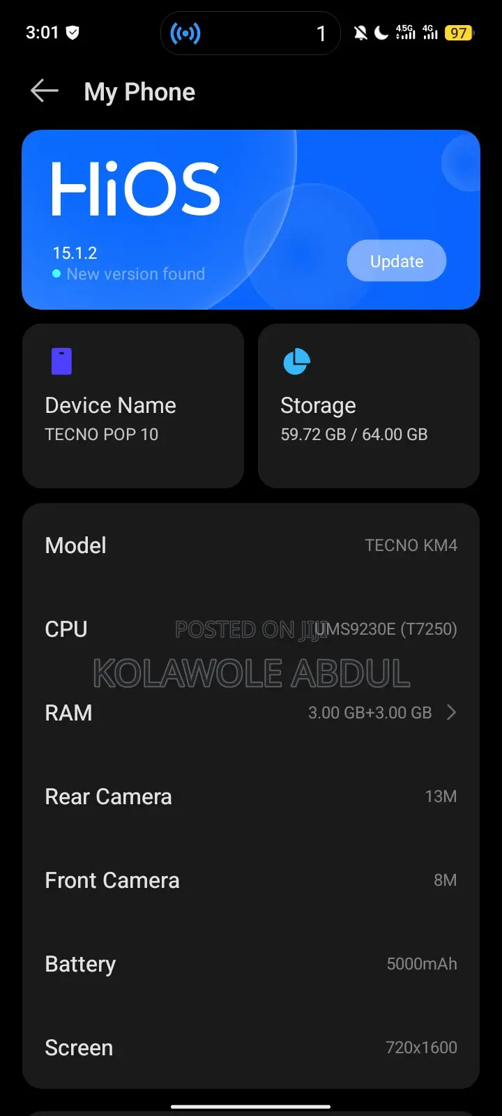 Tecno Pop 10 64 GB Gray