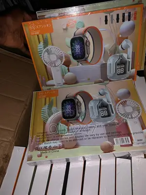 3-in-1 Smart Combo Set – Smart Watch Ultra + Earbuds + Portable Fan