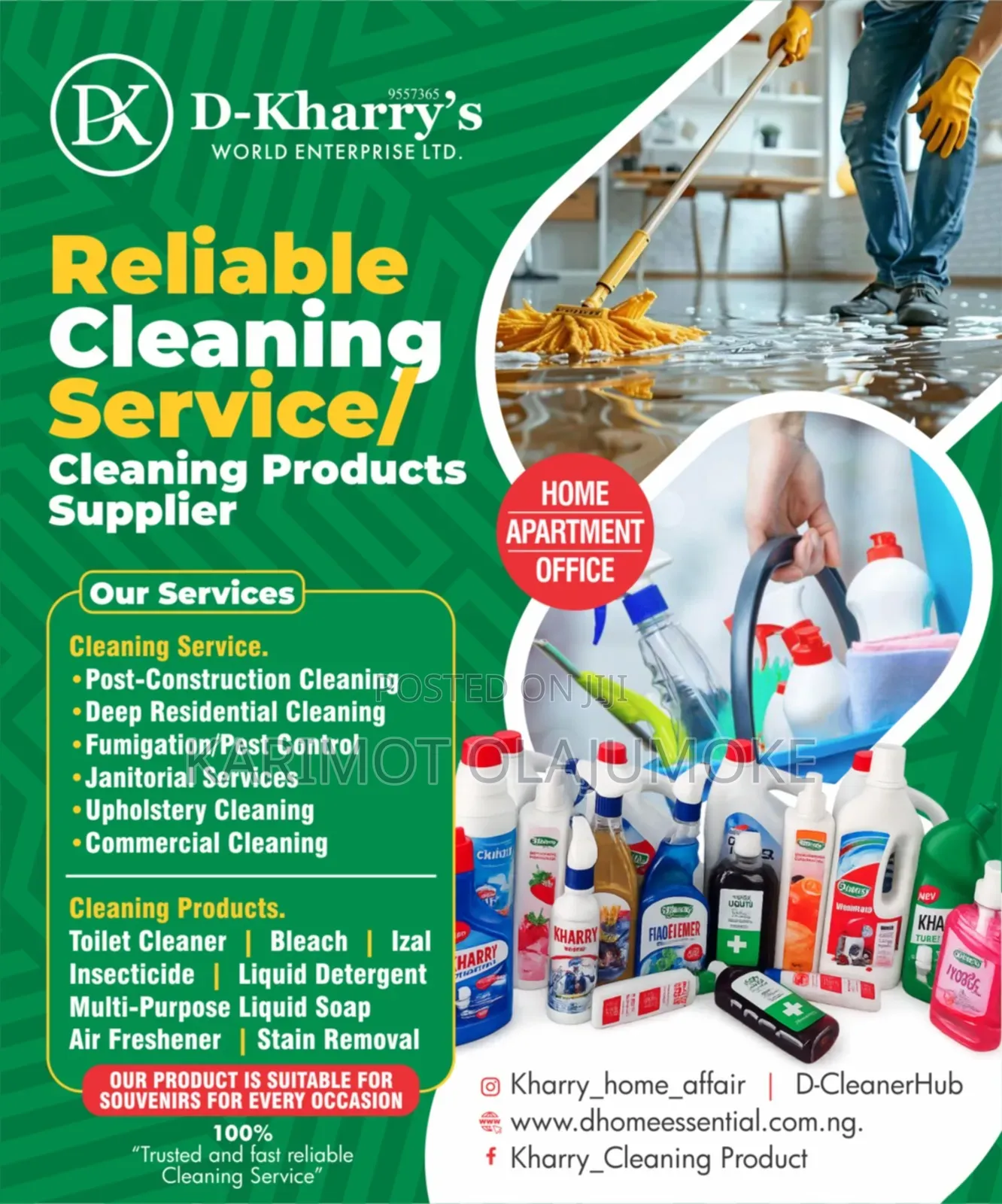 Reliable Cleaner Service/ Cleaning Products Supplies